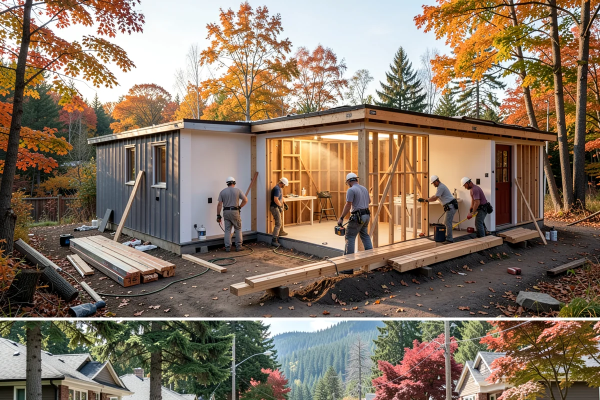 Second-Story Addition in Hunts Point, King County, WA - We aim to open the roof and frame the upper level during the driest stretch of summer to limit rain exposure.