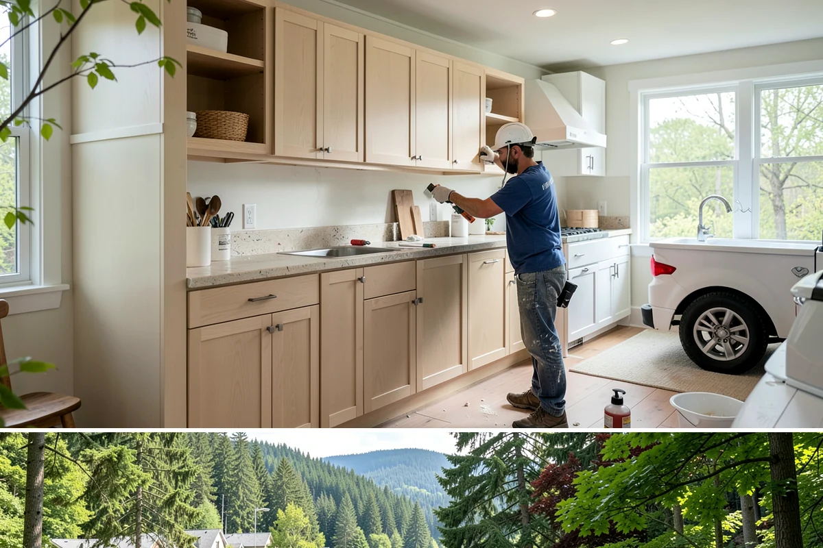 Second-Story Addition in Lake Forest Park, King County, WA - We aim to open the roof and frame the upper level during the driest stretch of summer to limit rain exposure.