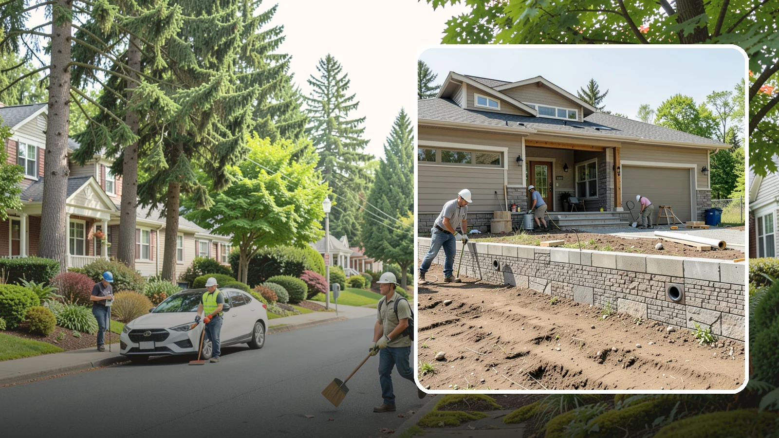 Segmental Block Retaining Wall in Beaux Arts Village, King County, WA - Constructing a mortarless wall from interlocking concrete blocks engineered to flex with soil and seismic loads.