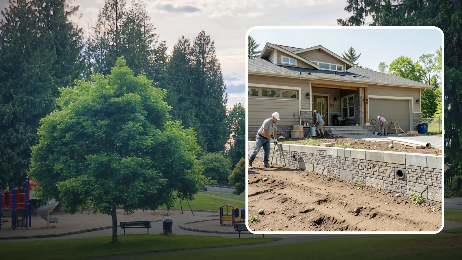 Segmental Block Retaining Wall in Bonney Lake, Pierce County, WA - Constructing a mortarless wall from interlocking concrete blocks engineered to flex with soil and seismic loads.