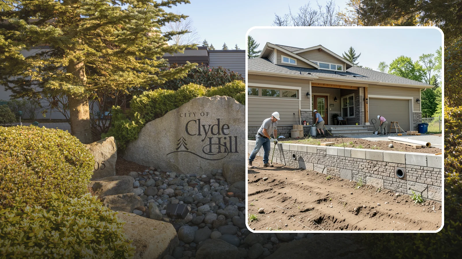 Segmental Block Retaining Wall in Clyde Hill, King County, WA - Constructing a mortarless wall from interlocking concrete blocks engineered to flex with soil and seismic loads.
