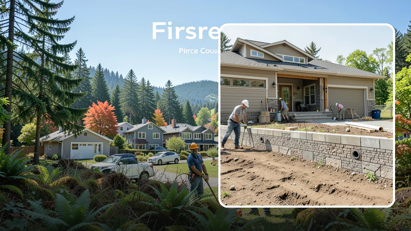 Segmental Block Retaining Wall in Fircrest, Pierce County, WA - Constructing a mortarless wall from interlocking concrete blocks engineered to flex with soil and seismic loads.