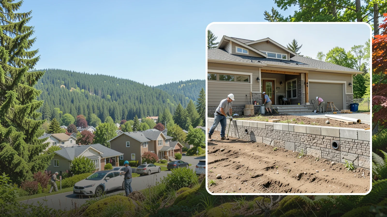 Segmental Block Retaining Wall in Index, Snohomish County, WA - Constructing a mortarless wall from interlocking concrete blocks engineered to flex with soil and seismic loads.