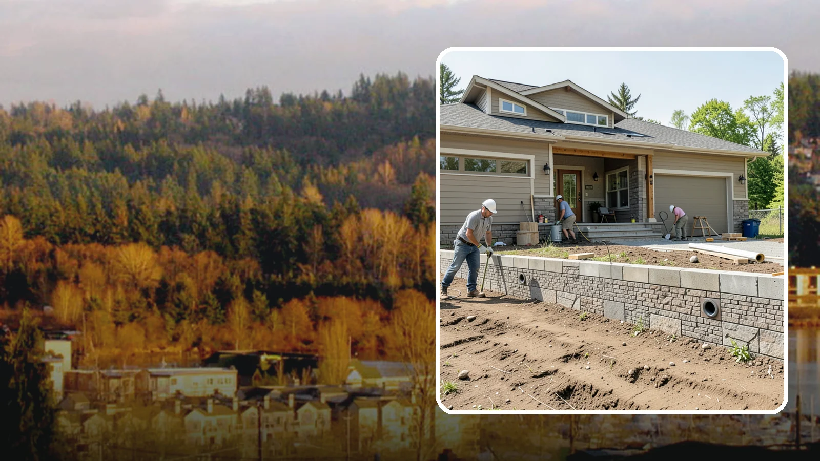 Segmental Block Retaining Wall in Kenmore, King County, WA - Constructing a mortarless wall from interlocking concrete blocks engineered to flex with soil and seismic loads.