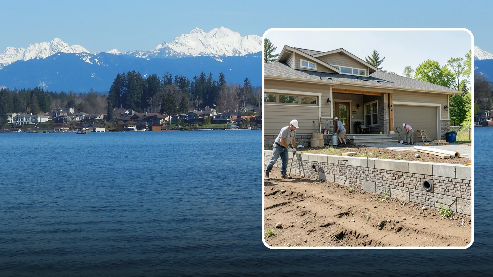 Segmental Block Retaining Wall in Lake Stevens, Snohomish County, WA - Constructing a mortarless wall from interlocking concrete blocks engineered to flex with soil and seismic loads.