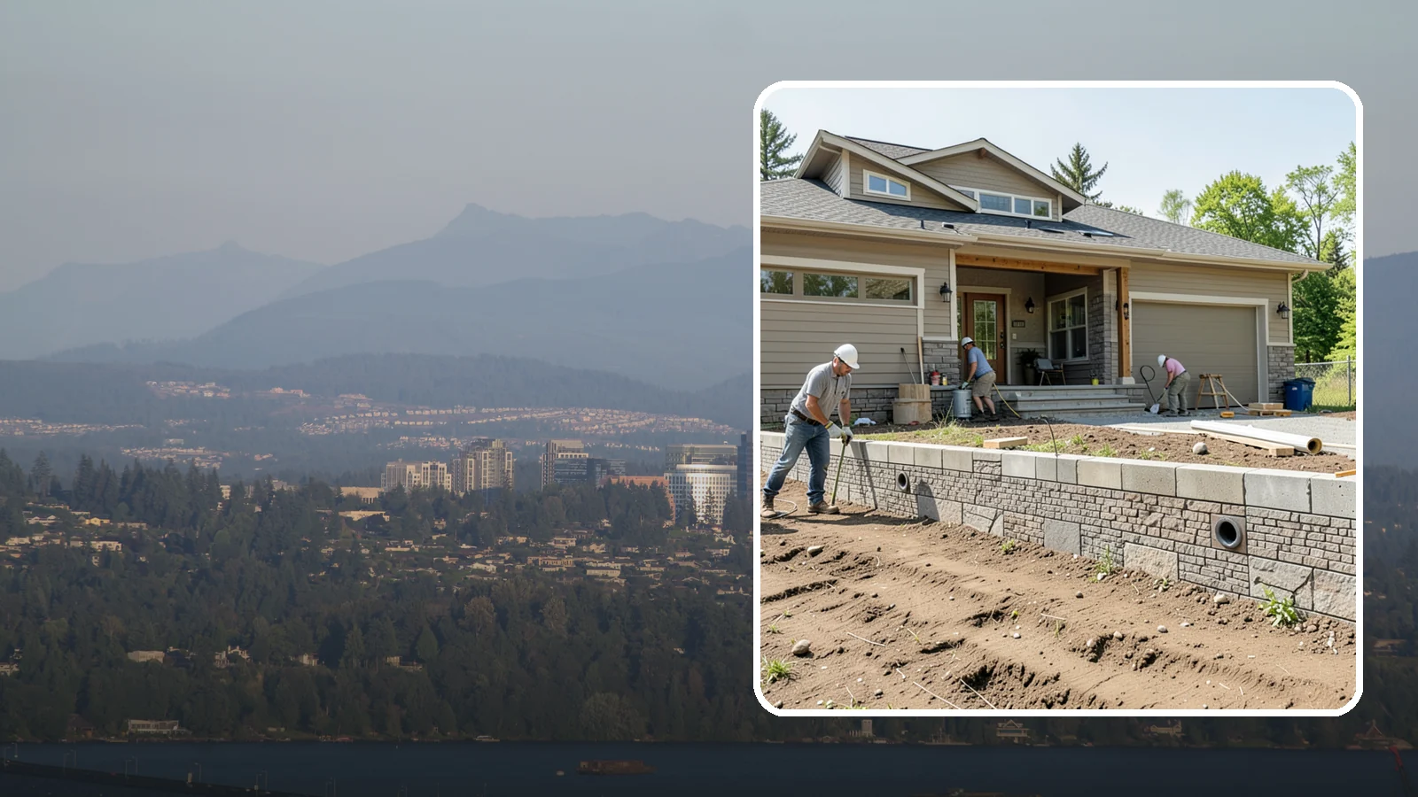 Segmental Block Retaining Wall in Medina, King County, WA - Constructing a mortarless wall from interlocking concrete blocks engineered to flex with soil and seismic loads.