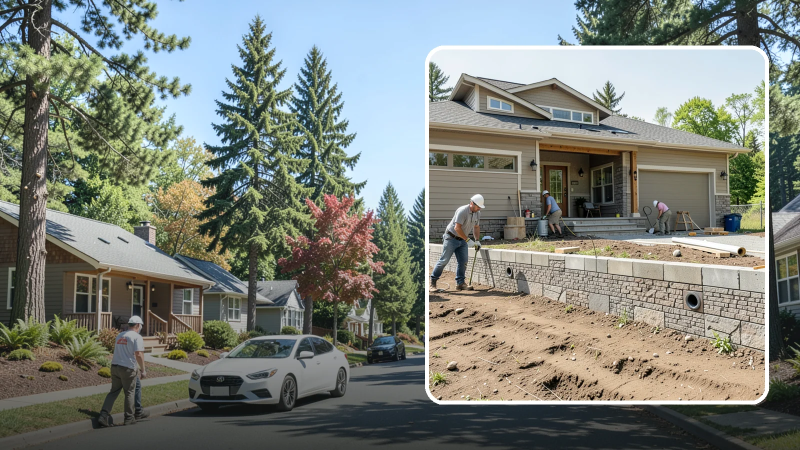 Segmental Block Retaining Wall in Orting, Pierce County, WA - Constructing a mortarless wall from interlocking concrete blocks engineered to flex with soil and seismic loads.