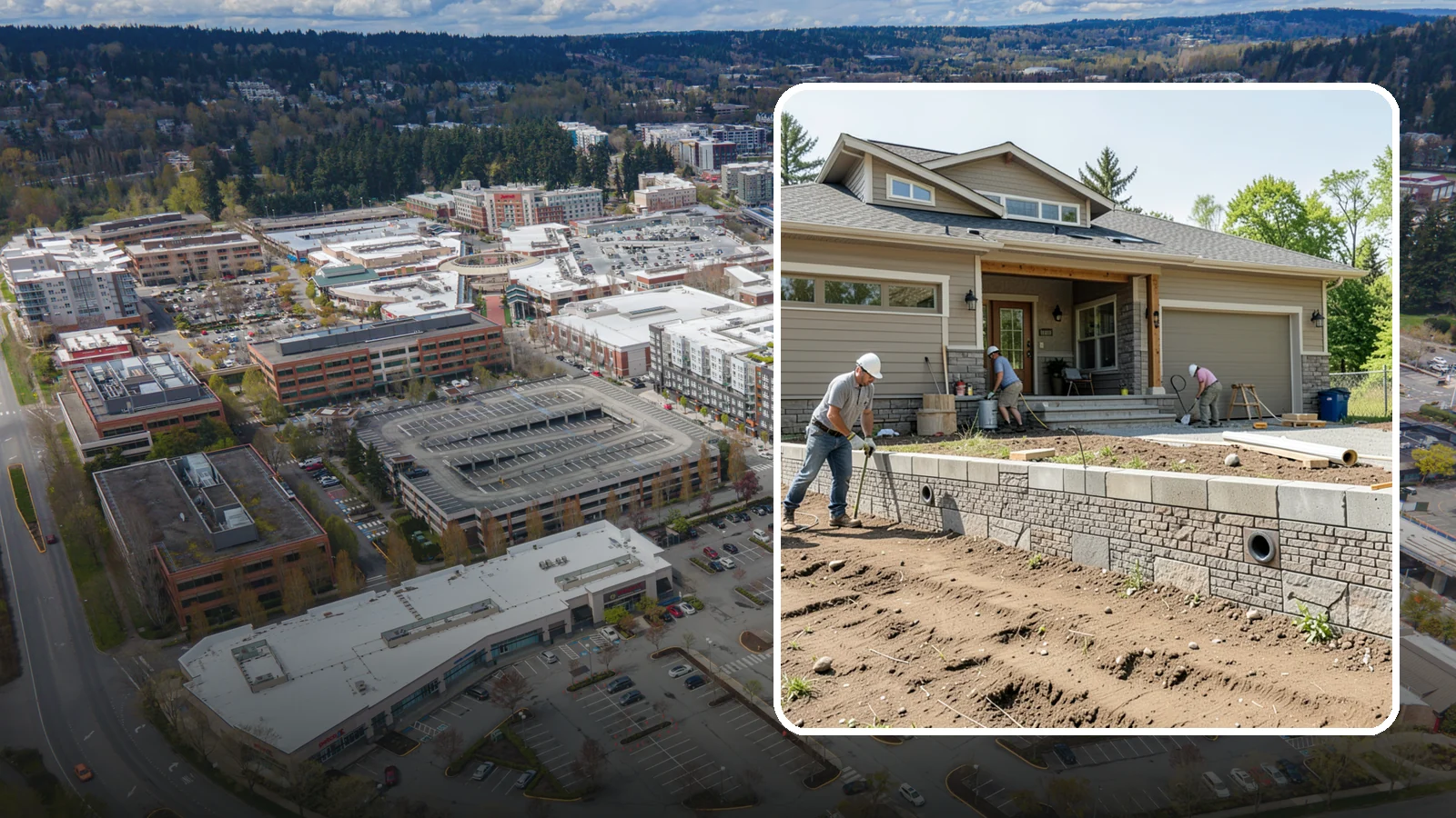 Segmental Block Retaining Wall in Redmond, King County, WA - Constructing a mortarless wall from interlocking concrete blocks engineered to flex with soil and seismic loads.
