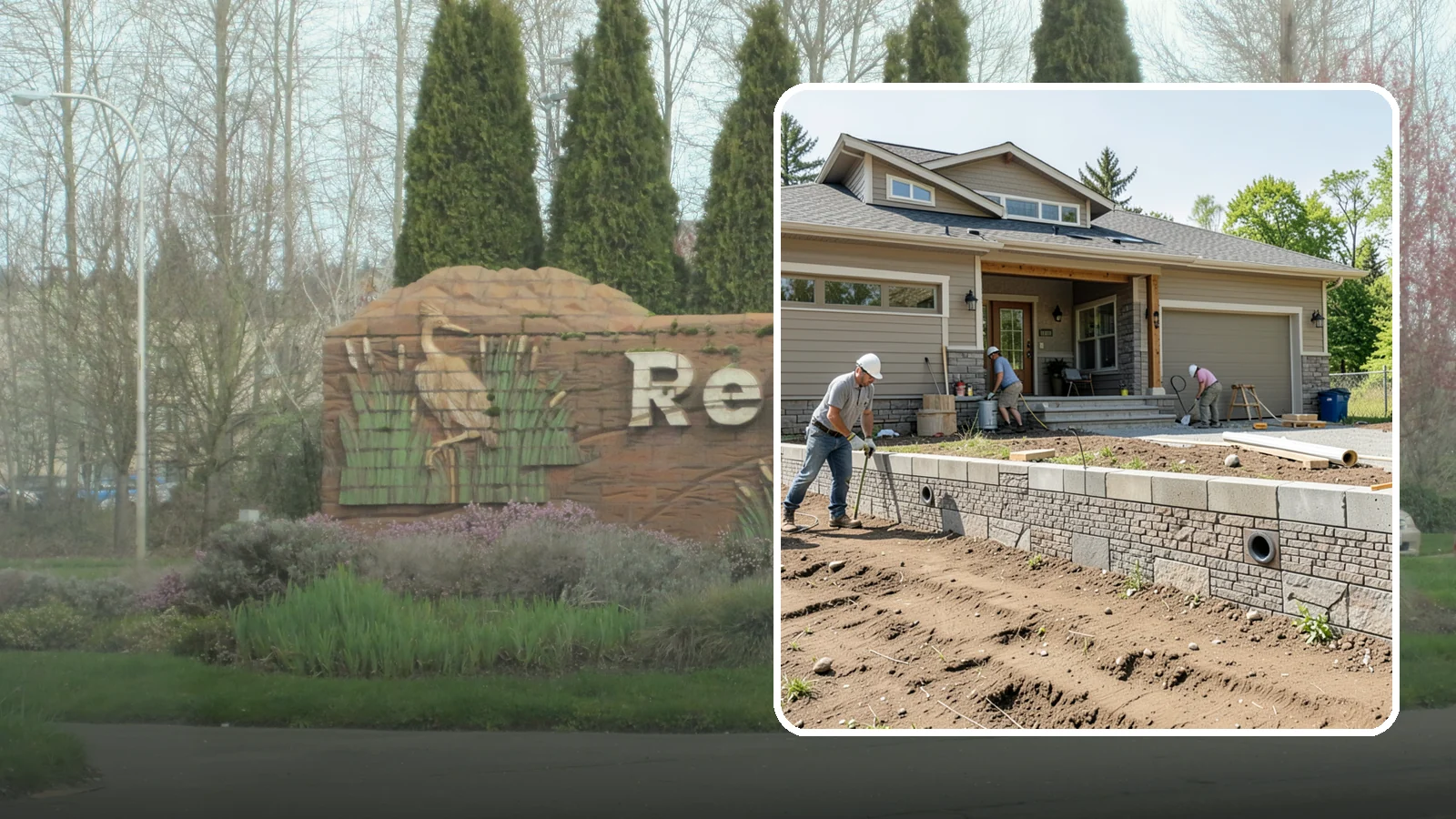 Segmental Block Retaining Wall in Renton, King County, WA - Constructing a mortarless wall from interlocking concrete blocks engineered to flex with soil and seismic loads.