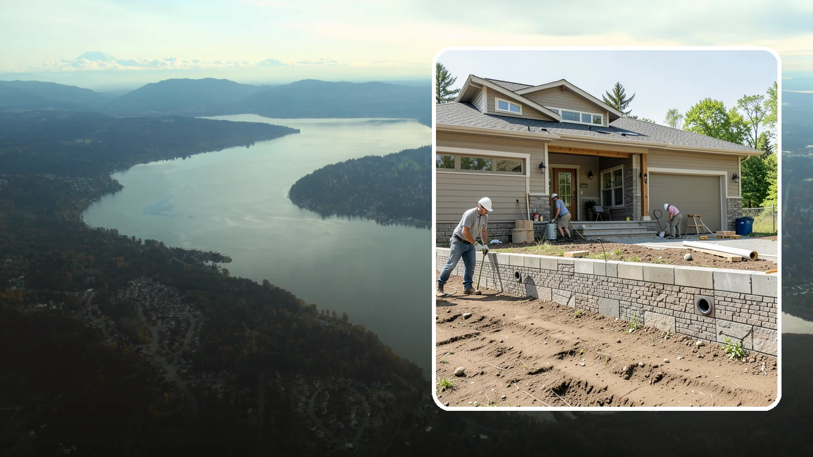 Segmental Block Retaining Wall in Sammamish, King County, WA - Constructing a mortarless wall from interlocking concrete blocks engineered to flex with soil and seismic loads.