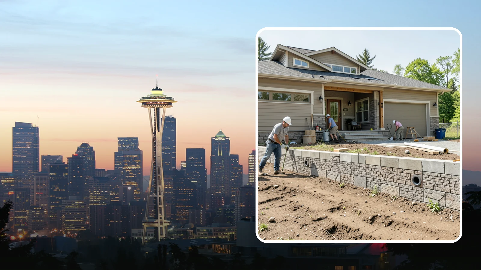 Segmental Block Retaining Wall in Seattle, King County, WA - Constructing a mortarless wall from interlocking concrete blocks engineered to flex with soil and seismic loads.