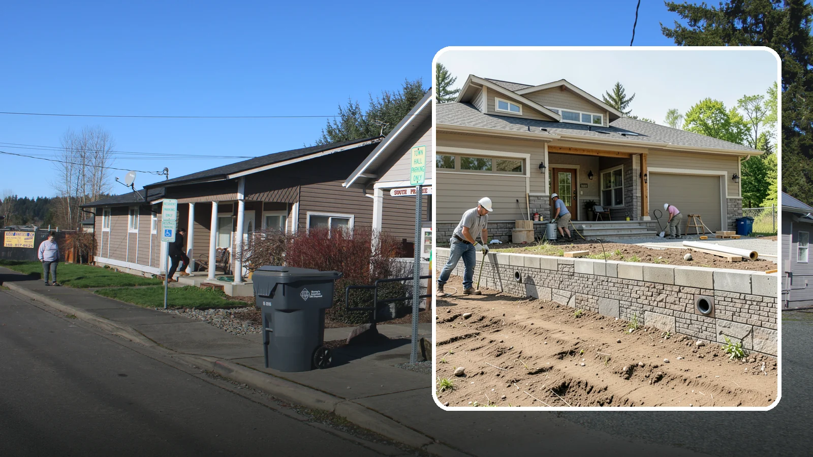 Segmental Block Retaining Wall in South Prairie, Pierce County, WA - Constructing a mortarless wall from interlocking concrete blocks engineered to flex with soil and seismic loads.