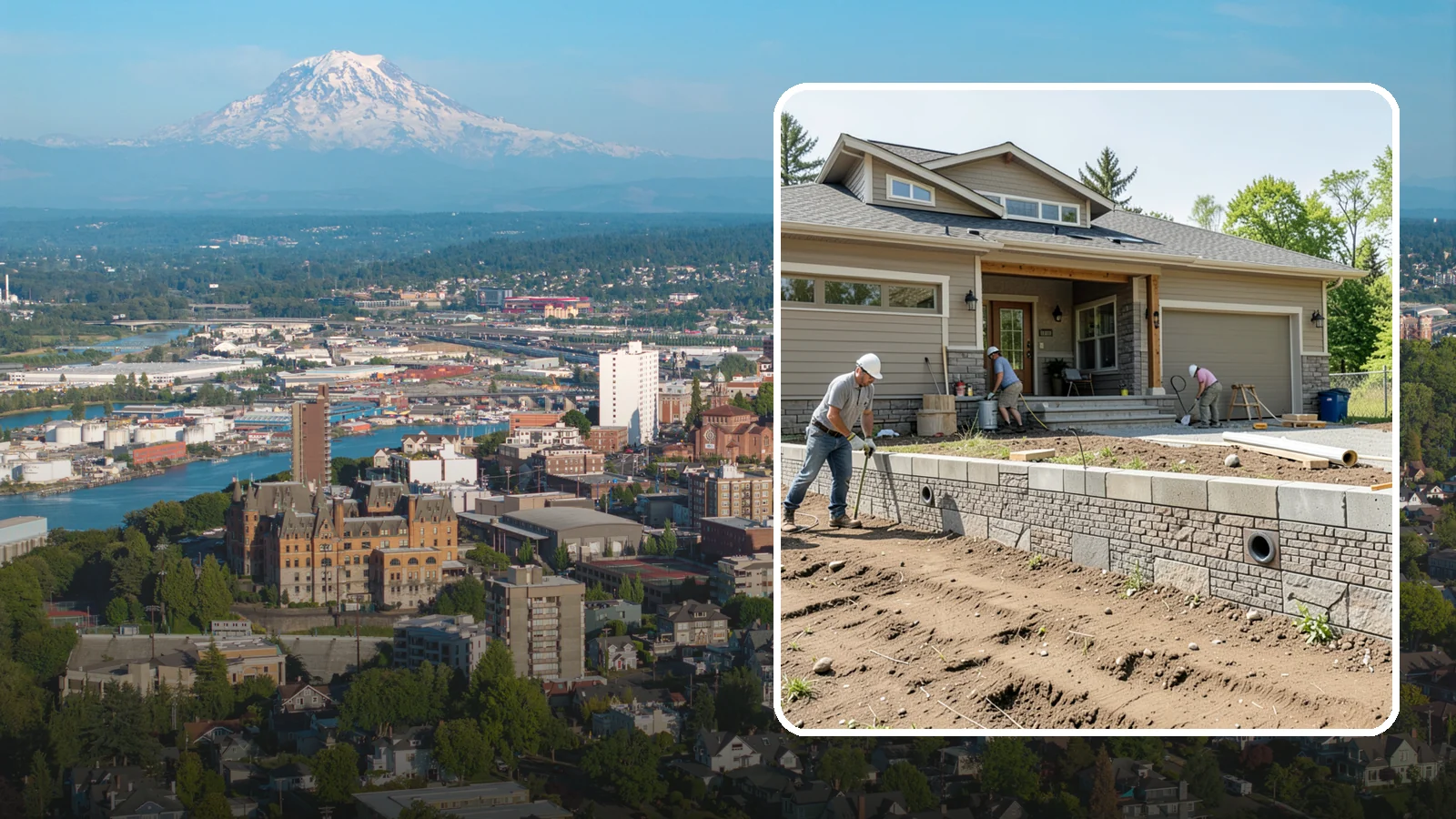 Segmental Block Retaining Wall in Tacoma, Pierce County, WA - Constructing a mortarless wall from interlocking concrete blocks engineered to flex with soil and seismic loads.
