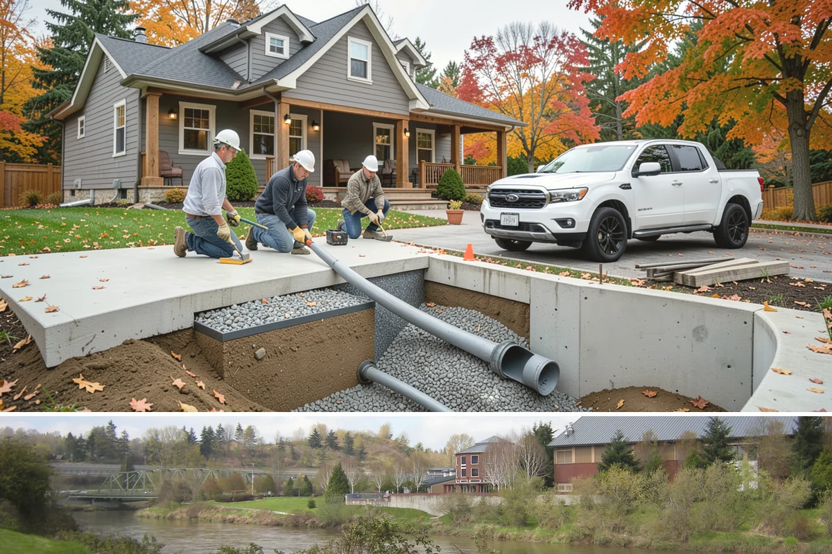Segmental Block Retaining Wall in Tukwila, King County, WA - Best built in the drier months when base excavation and compaction stay firm, though shorter walls remain feasible into fall.