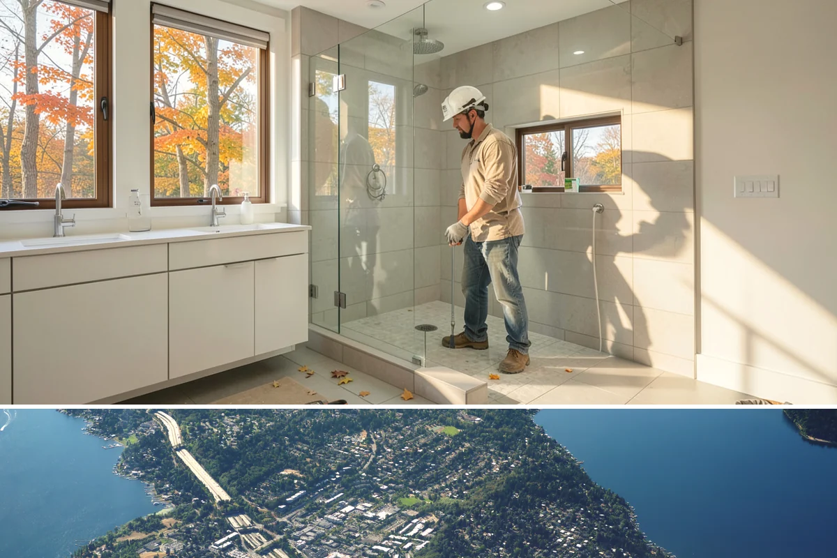 Sewer Line Installation in Mercer Island, King County, WA - Excavation is cleaner and faster during the drier summer months when the ground is not saturated.