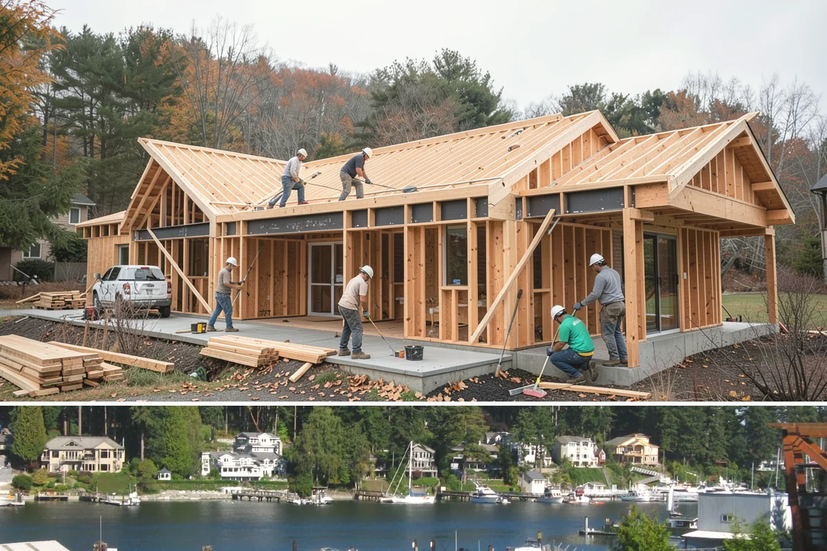 Shake Siding Installation in Gig Harbor, Pierce County, WA - Late spring through fall provides the dry conditions cedar shakes need to acclimate and take finish.