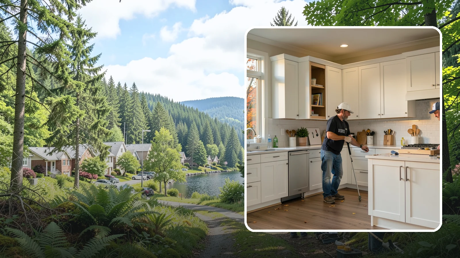 Shaker Cabinet Installation in Lake Forest Park, King County, WA - Installing timeless shaker-style cabinets whose clean, framed doors suit both classic and modern PNW homes.