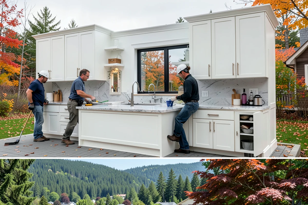 Shed Construction in Index, Snohomish County, WA - Sheds go up quickly in dry weather, so late spring through early fall keeps the build clean and on schedule.
