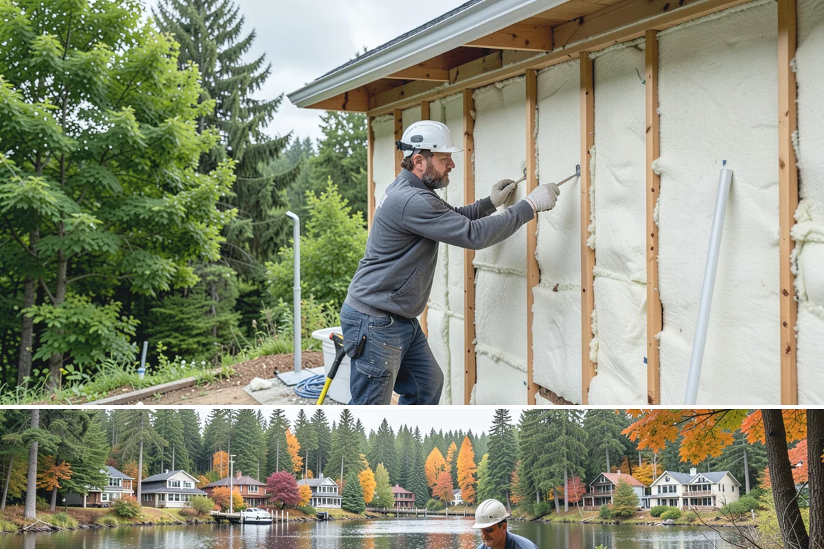 Shed Construction in La Conner, Skagit County, WA - Sheds go up quickly in dry weather, so late spring through early fall keeps the build clean and on schedule.