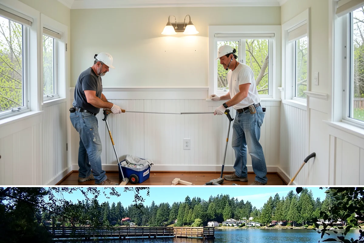 Shiplap Installation in Federal Way, King County, WA - Shiplap installs cleanly year-round indoors and is a popular cozy upgrade during the darker Puget Sound winter months.