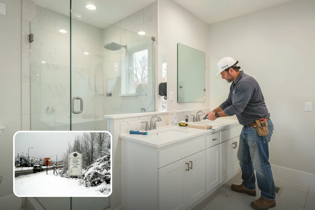 Shower Bench Installation in Newcastle, King County, WA - Adds a safe place to sit while bathing