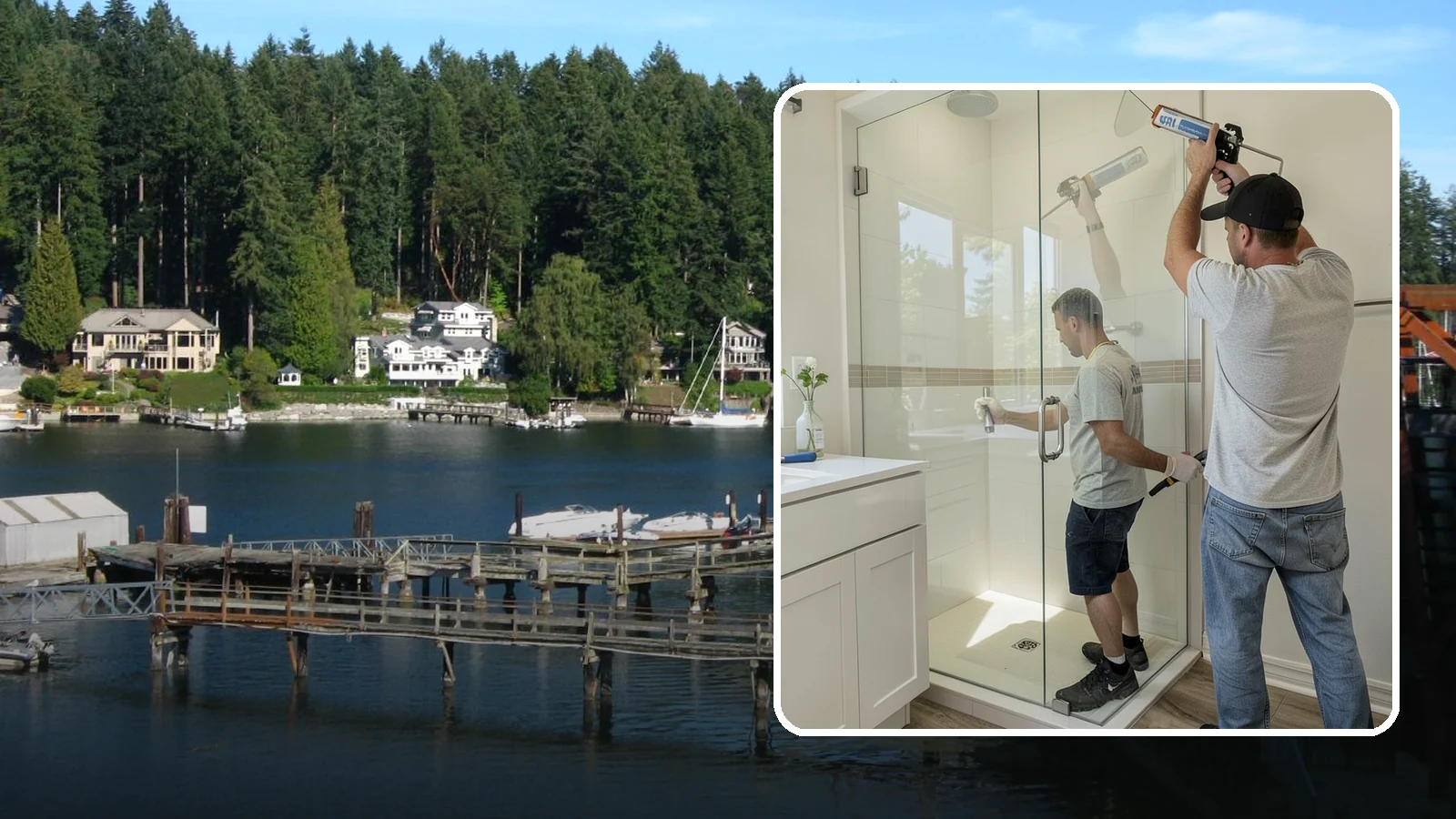 Shower Door Installation in Gig Harbor, Pierce County, WA - A shower door installation adds a clean glass enclosure that keeps water contained and looks refined.