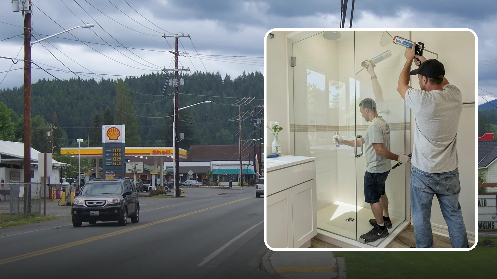 Shower Door Installation in Granite Falls, Snohomish County, WA - A shower door installation adds a clean glass enclosure that keeps water contained and looks refined.
