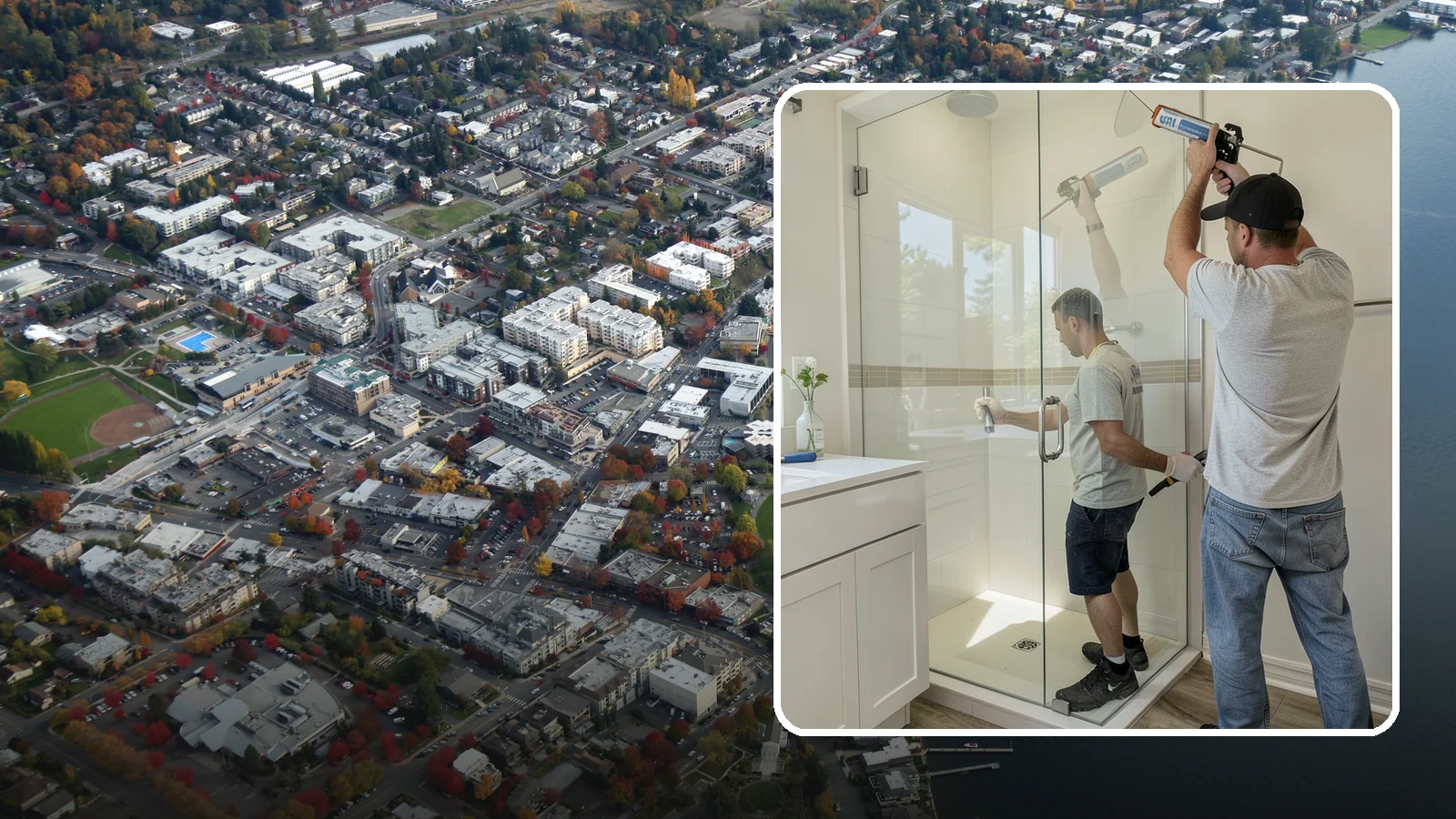 Shower Door Installation in Kirkland, King County, WA - A shower door installation adds a clean glass enclosure that keeps water contained and looks refined.