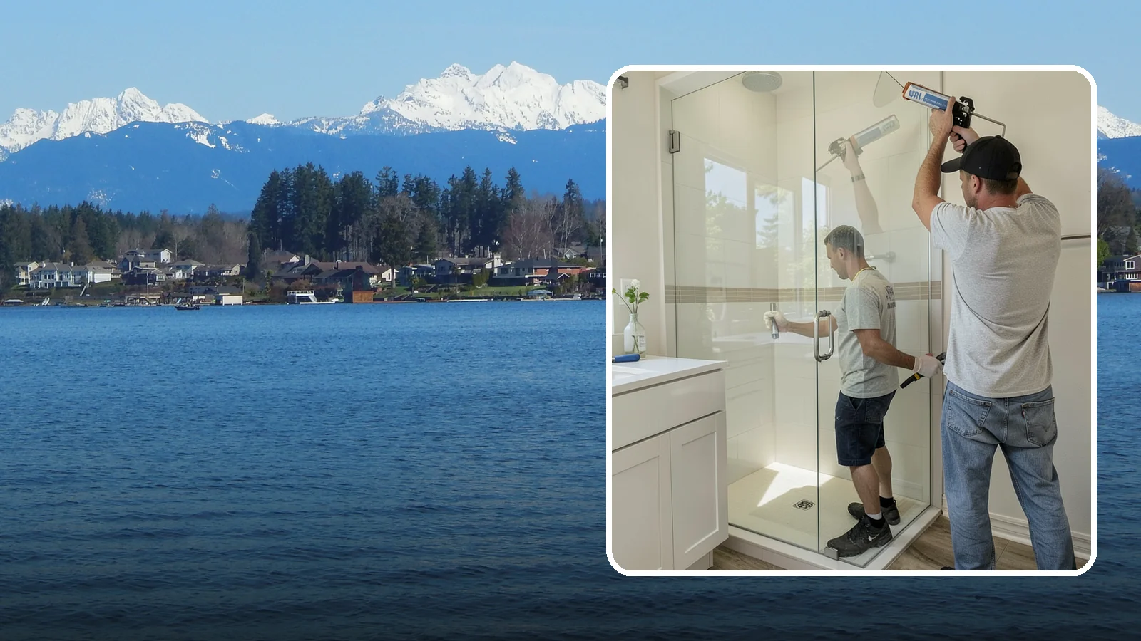 Shower Door Installation in Lake Stevens, Snohomish County, WA - A shower door installation adds a clean glass enclosure that keeps water contained and looks refined.