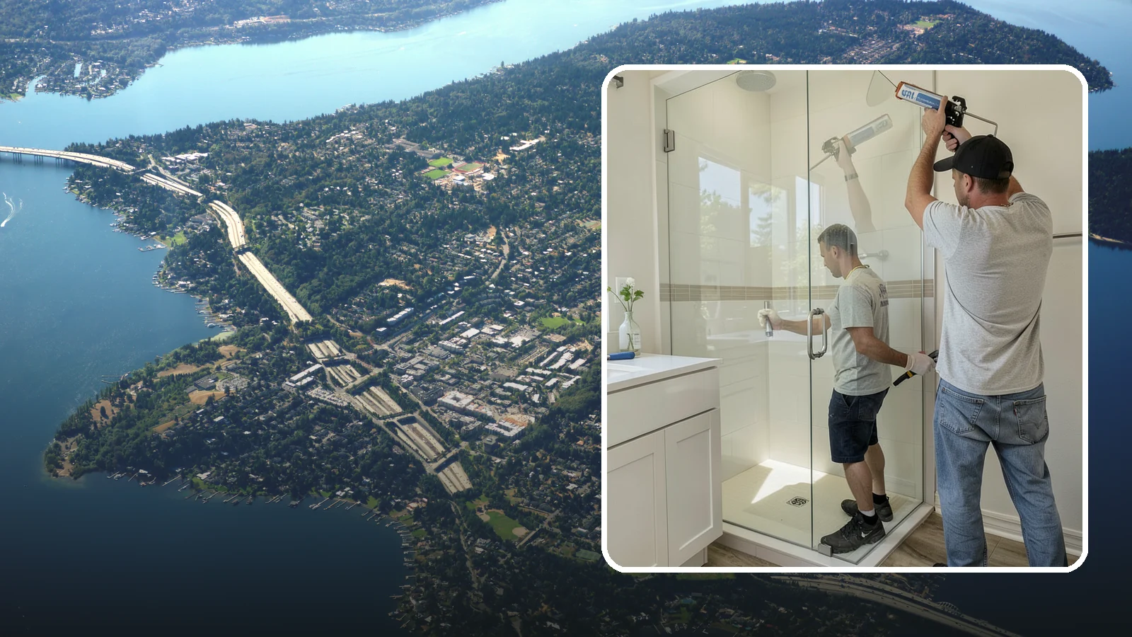 Shower Door Installation in Mercer Island, King County, WA - A shower door installation adds a clean glass enclosure that keeps water contained and looks refined.