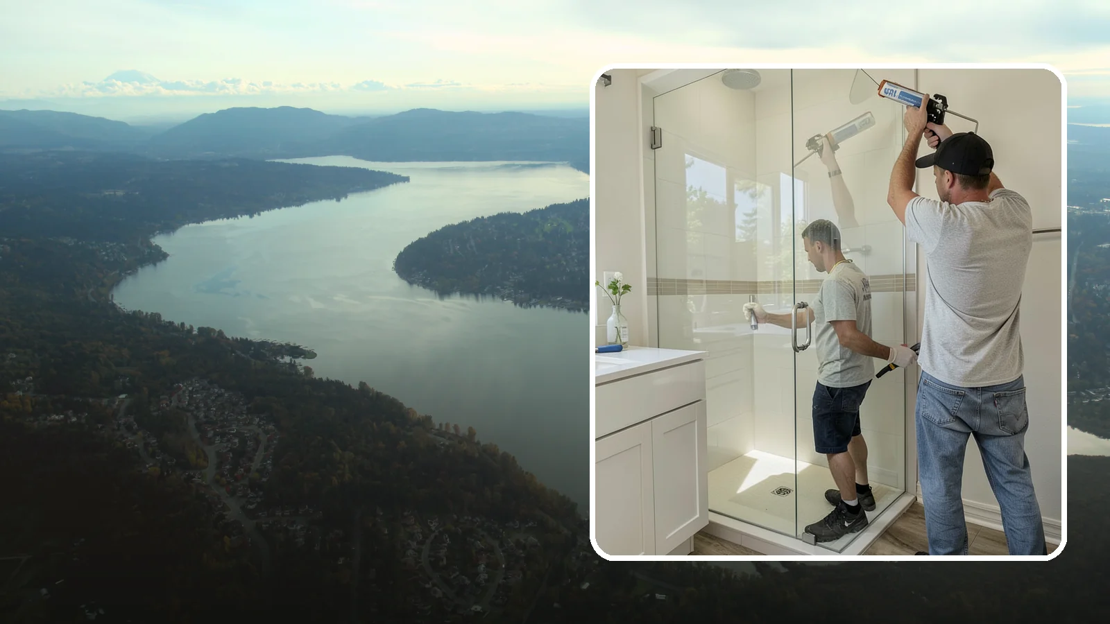 Shower Door Installation in Sammamish, King County, WA - A shower door installation adds a clean glass enclosure that keeps water contained and looks refined.