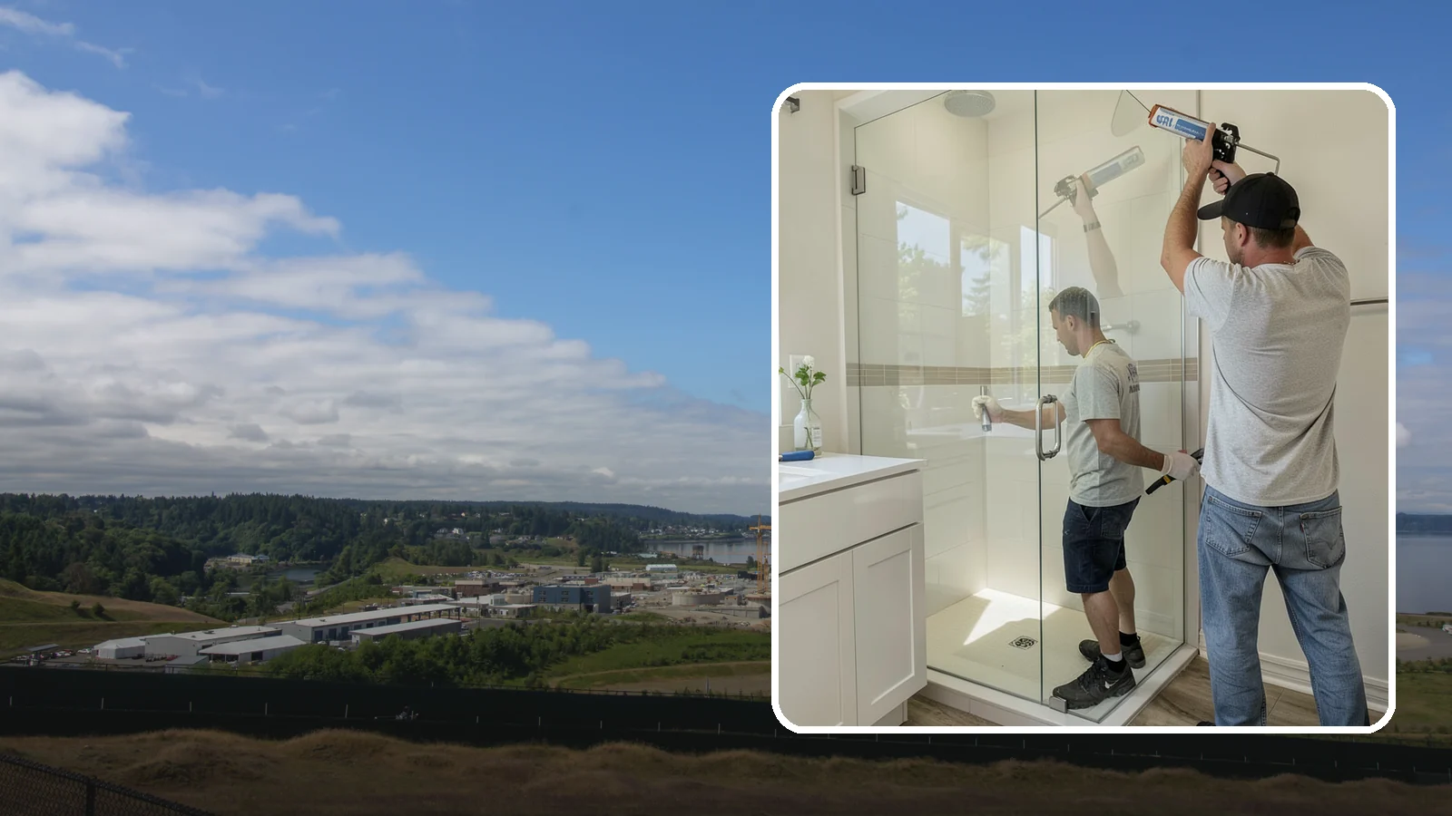 Shower Door Installation in University Place, Pierce County, WA - A shower door installation adds a clean glass enclosure that keeps water contained and looks refined.