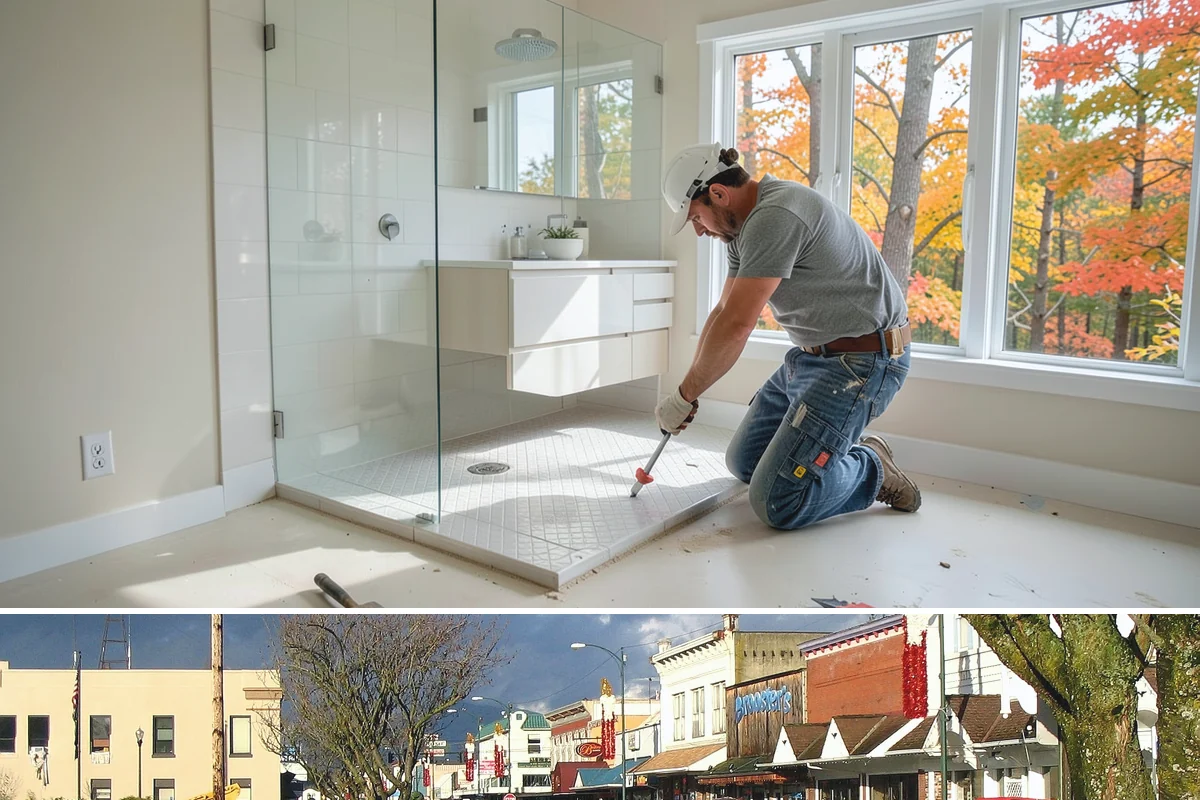 Shower Niche Installation in Arlington, Snohomish County, WA - Niches are built into the shower framing, so they fit naturally within an indoor cold-season remodel.