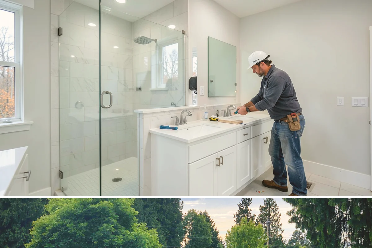 Shower Niche Installation in Bonney Lake, Pierce County, WA - Niches are built into the shower framing, so they fit naturally within an indoor cold-season remodel.