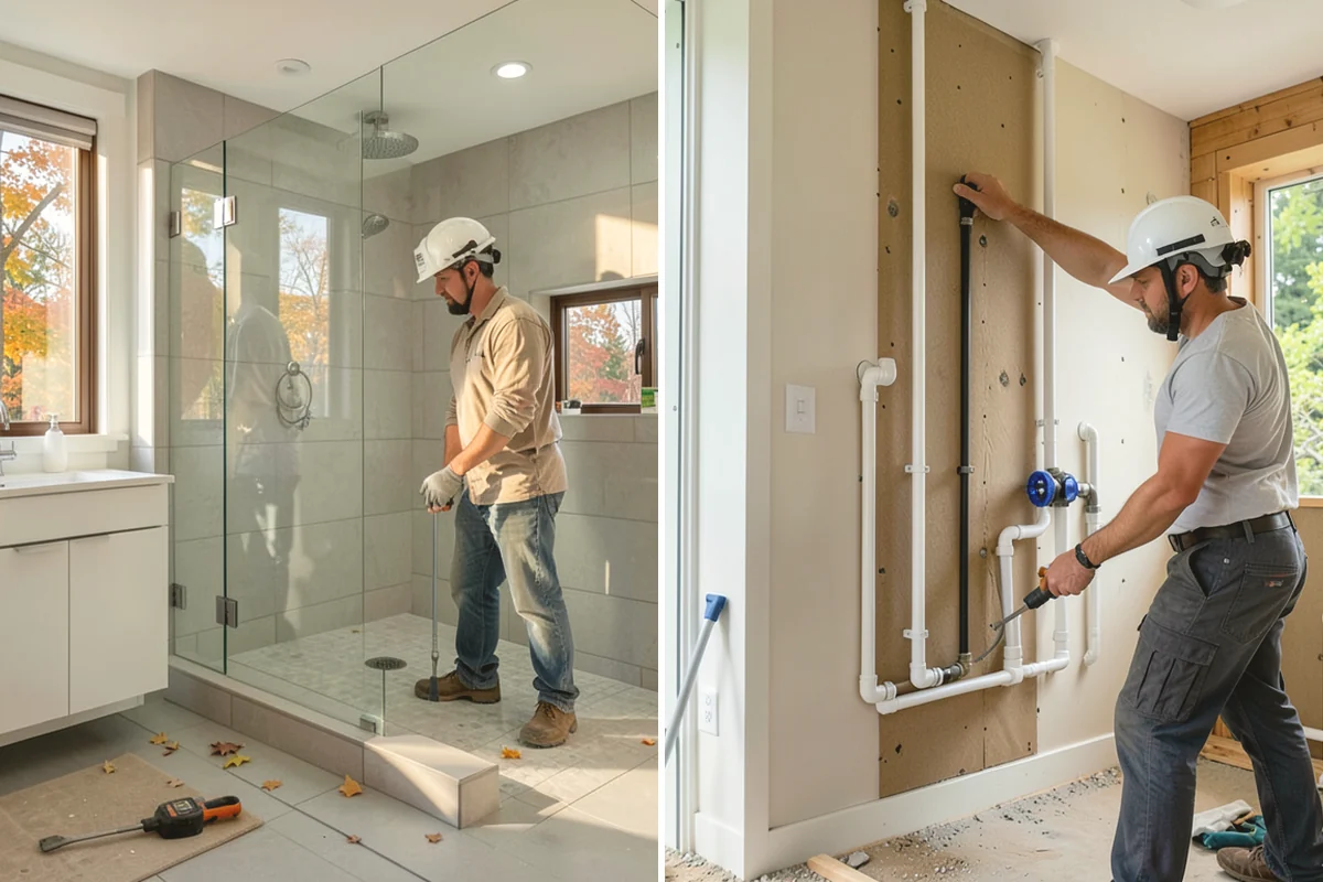 Shower Niche Installation in Carnation, King County, WA - Locate the niche between wall studs