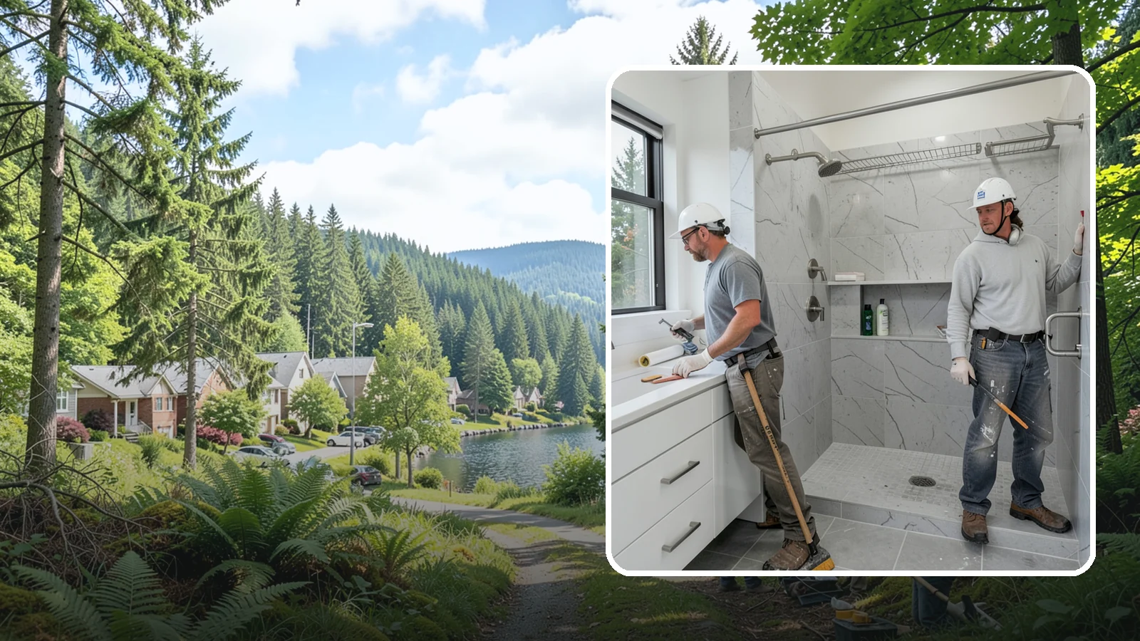 Shower Niche Installation in Lake Forest Park, King County, WA - A shower niche installation carves a recessed shelf into the wall for tidy, reachable storage.