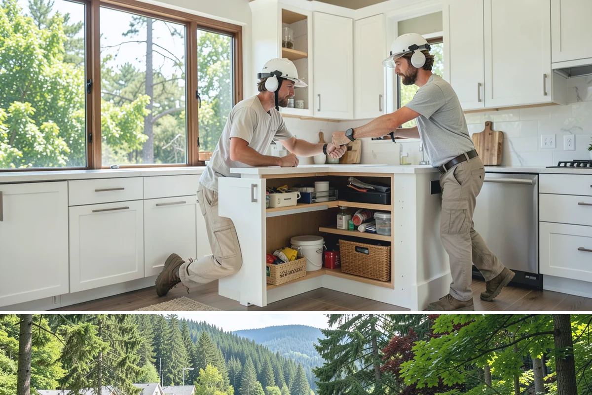 Shower Niche Installation in Lake Forest Park, King County, WA - Niches are built into the shower framing, so they fit naturally within an indoor cold-season remodel.