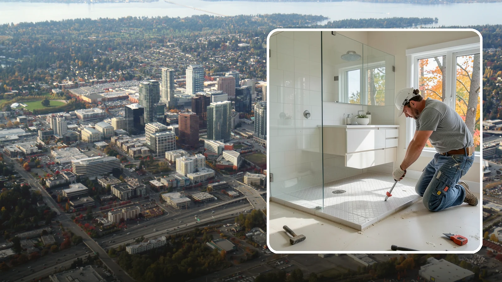 Shower Pan Installation in Bellevue, King County, WA - A shower pan installation lays a properly sloped, watertight base beneath your shower.