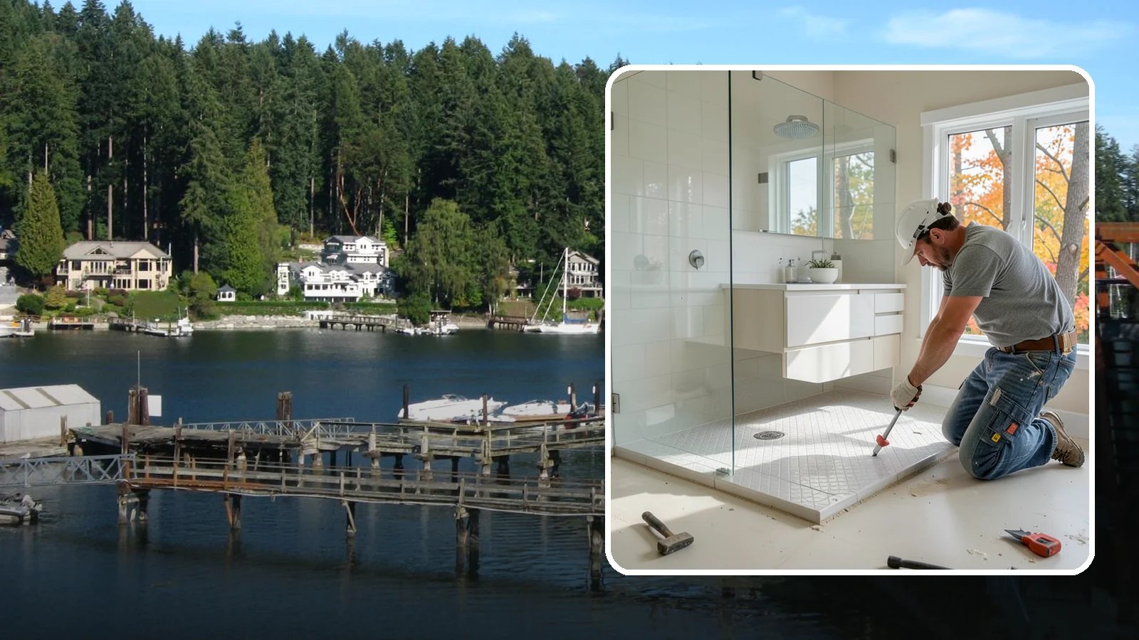 Shower Pan Installation in Gig Harbor, Pierce County, WA - A shower pan installation lays a properly sloped, watertight base beneath your shower.