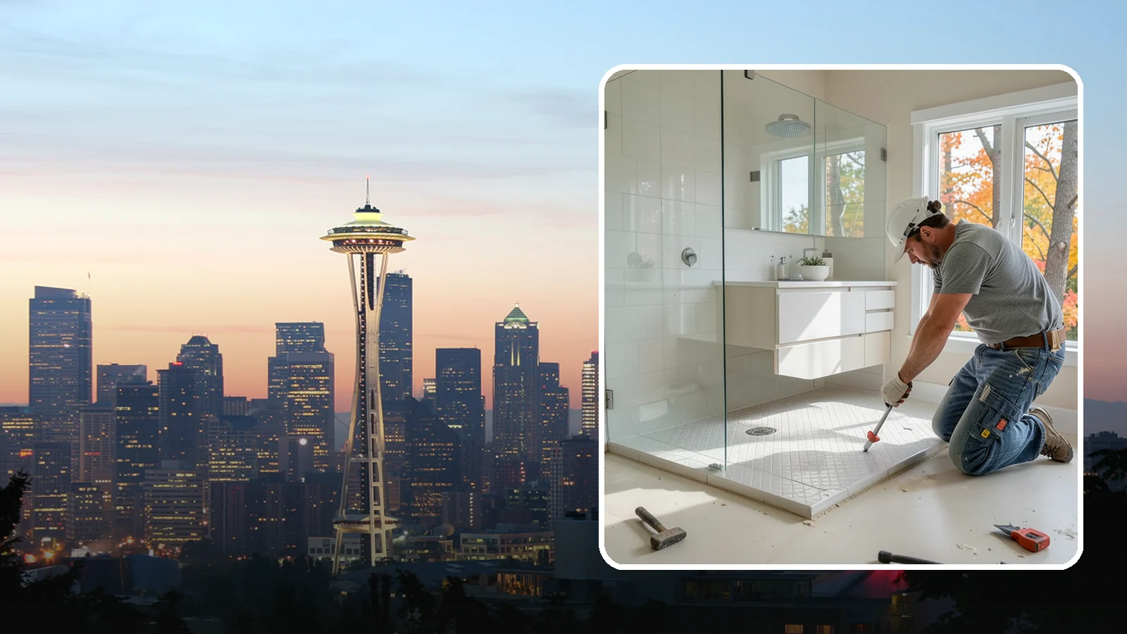 Shower Pan Installation in Seattle, King County, WA - A shower pan installation lays a properly sloped, watertight base beneath your shower.