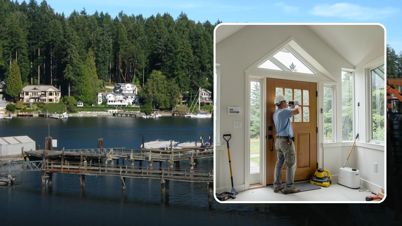 Sidelight Installation in Gig Harbor, Pierce County, WA - Slender sidelight windows flanking your entry that flood the foyer with natural light.