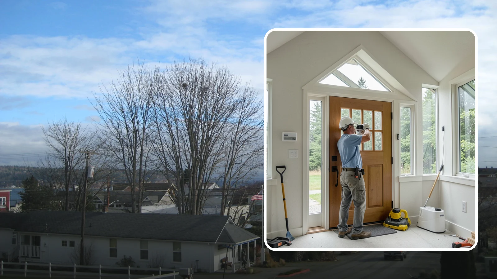 Sidelight Installation in Langley, Island County, WA - Slender sidelight windows flanking your entry that flood the foyer with natural light.