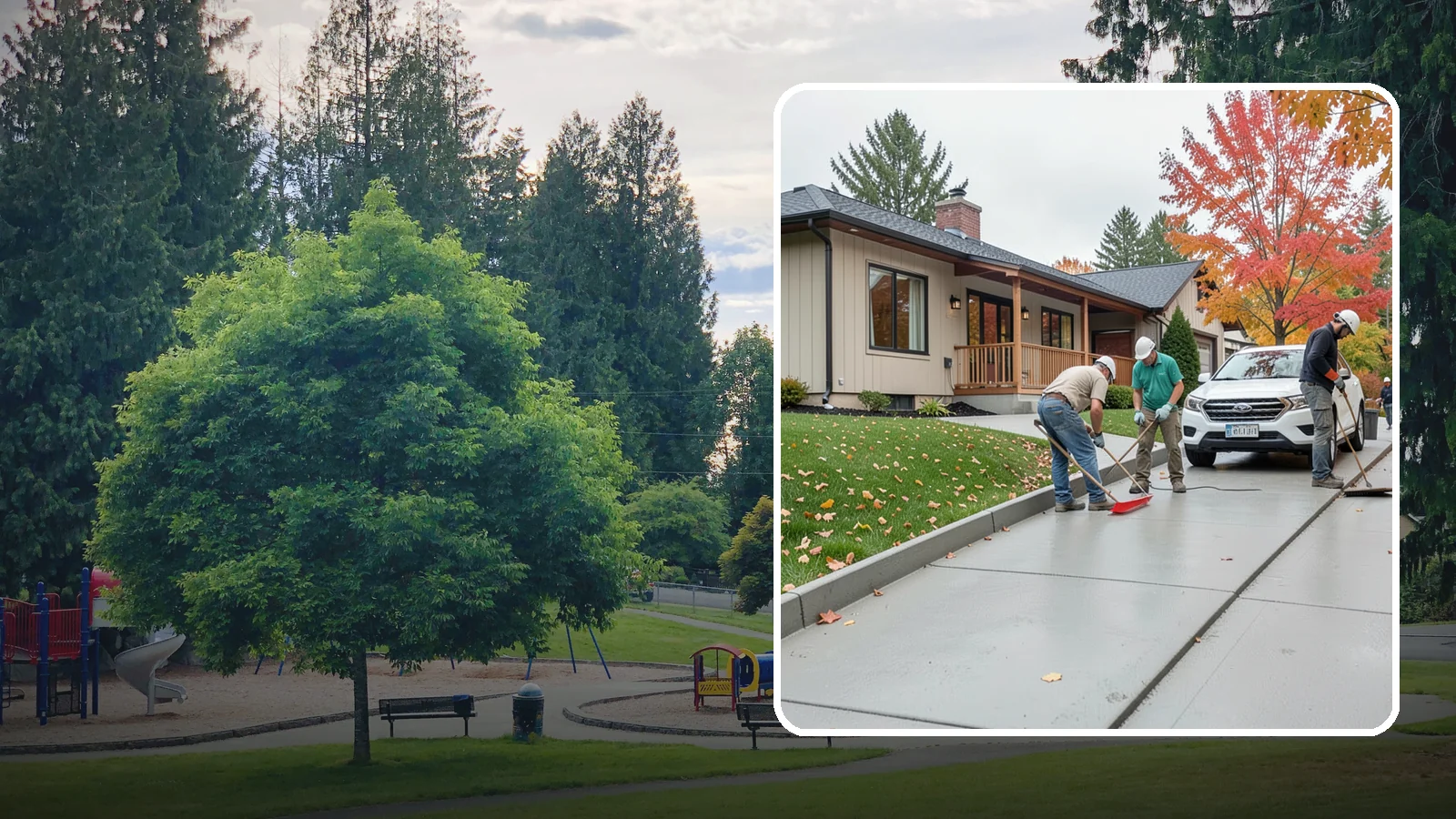 Sidewalk Installation in Bonney Lake, Pierce County, WA - Code-compliant sidewalks poured with the slope and jointing needed to stay flat and safe in wet climates.