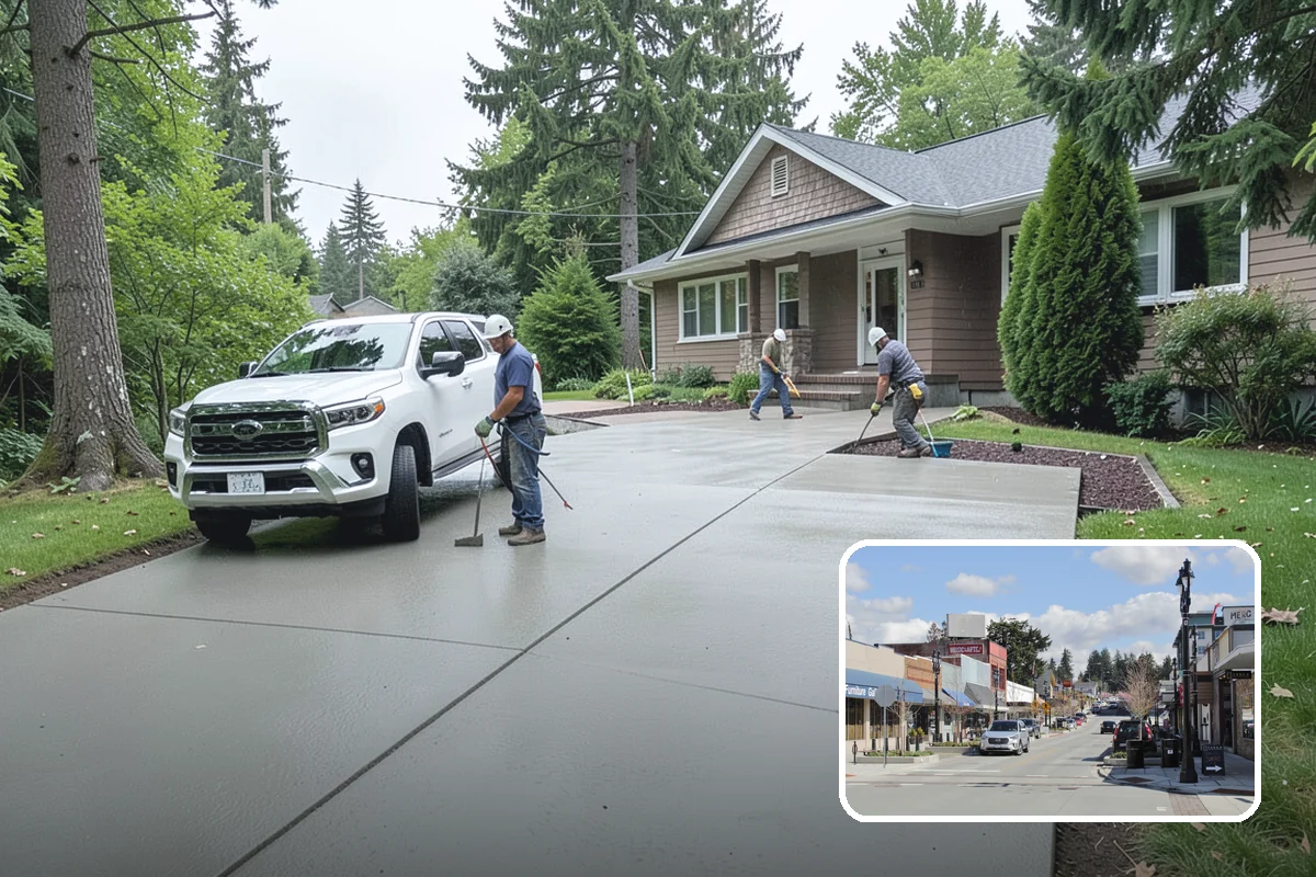 Sidewalk Installation in Bothell, King County, WA - Proper cross-slope prevents standing water and ice