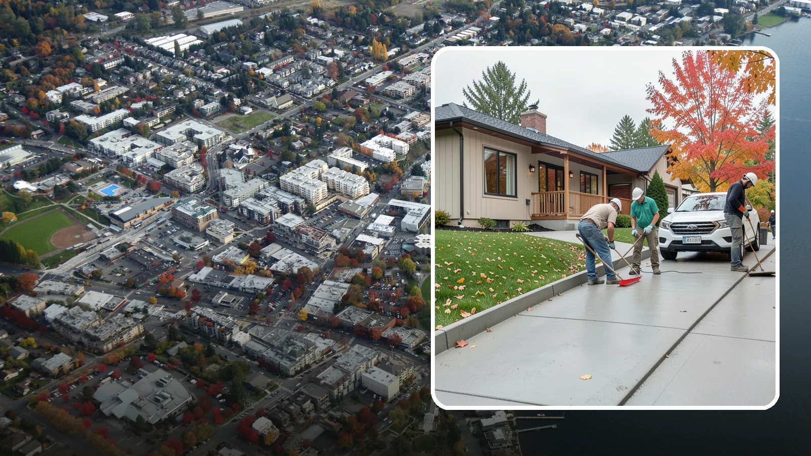 Sidewalk Installation in Kirkland, King County, WA - Code-compliant sidewalks poured with the slope and jointing needed to stay flat and safe in wet climates.