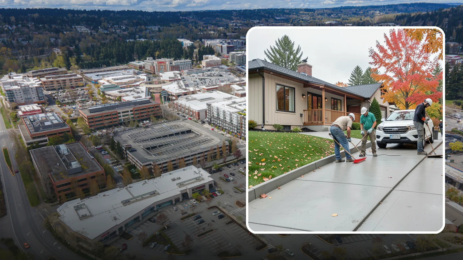 Sidewalk Installation in Redmond, King County, WA - Code-compliant sidewalks poured with the slope and jointing needed to stay flat and safe in wet climates.