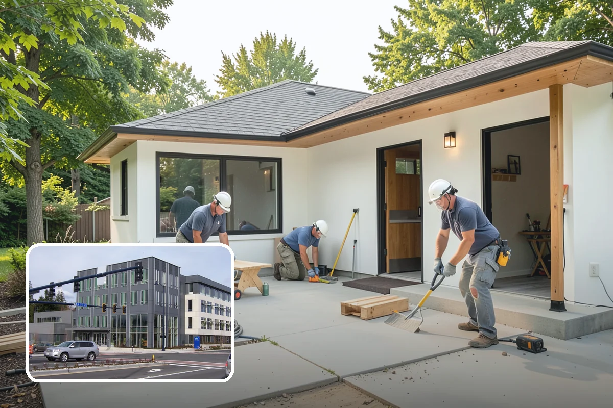 Sidewalk Installation in Shoreline, King County, WA - Proper cross-slope prevents standing water and ice