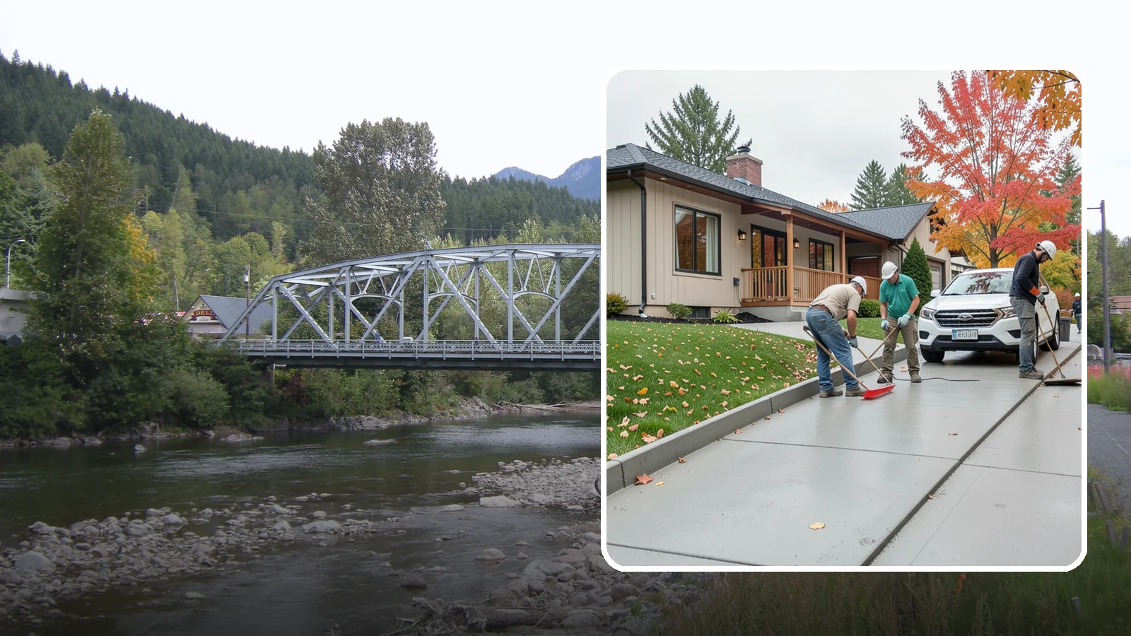 Sidewalk Installation in Skykomish, King County, WA - Code-compliant sidewalks poured with the slope and jointing needed to stay flat and safe in wet climates.