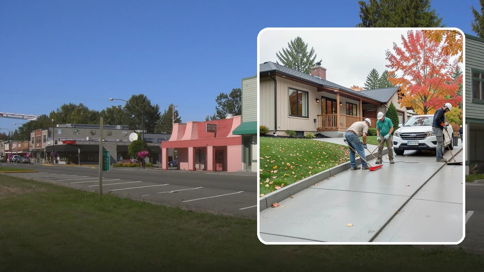 Sidewalk Installation in Snoqualmie, King County, WA - Code-compliant sidewalks poured with the slope and jointing needed to stay flat and safe in wet climates.
