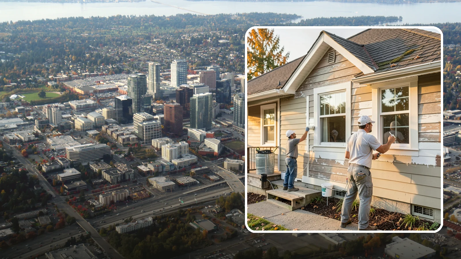 Siding Painting in Bellevue, King County, WA - We prep and paint existing siding to renew its appearance and reinforce its defense against PNW moisture.